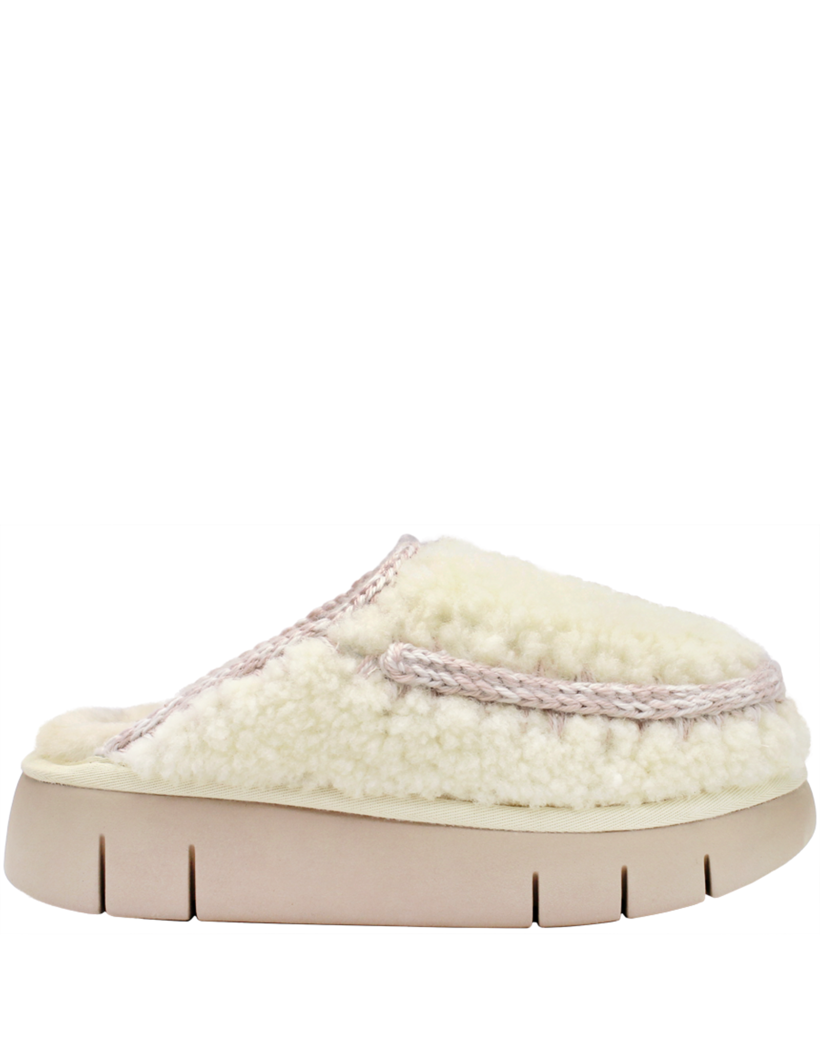 Mou Mou MU2N Vanilla Curly Sheepskin Clog 2430