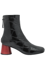 Halmanera Halmanera H48W Black Croco Asymmetric Boot Red Heel 4003