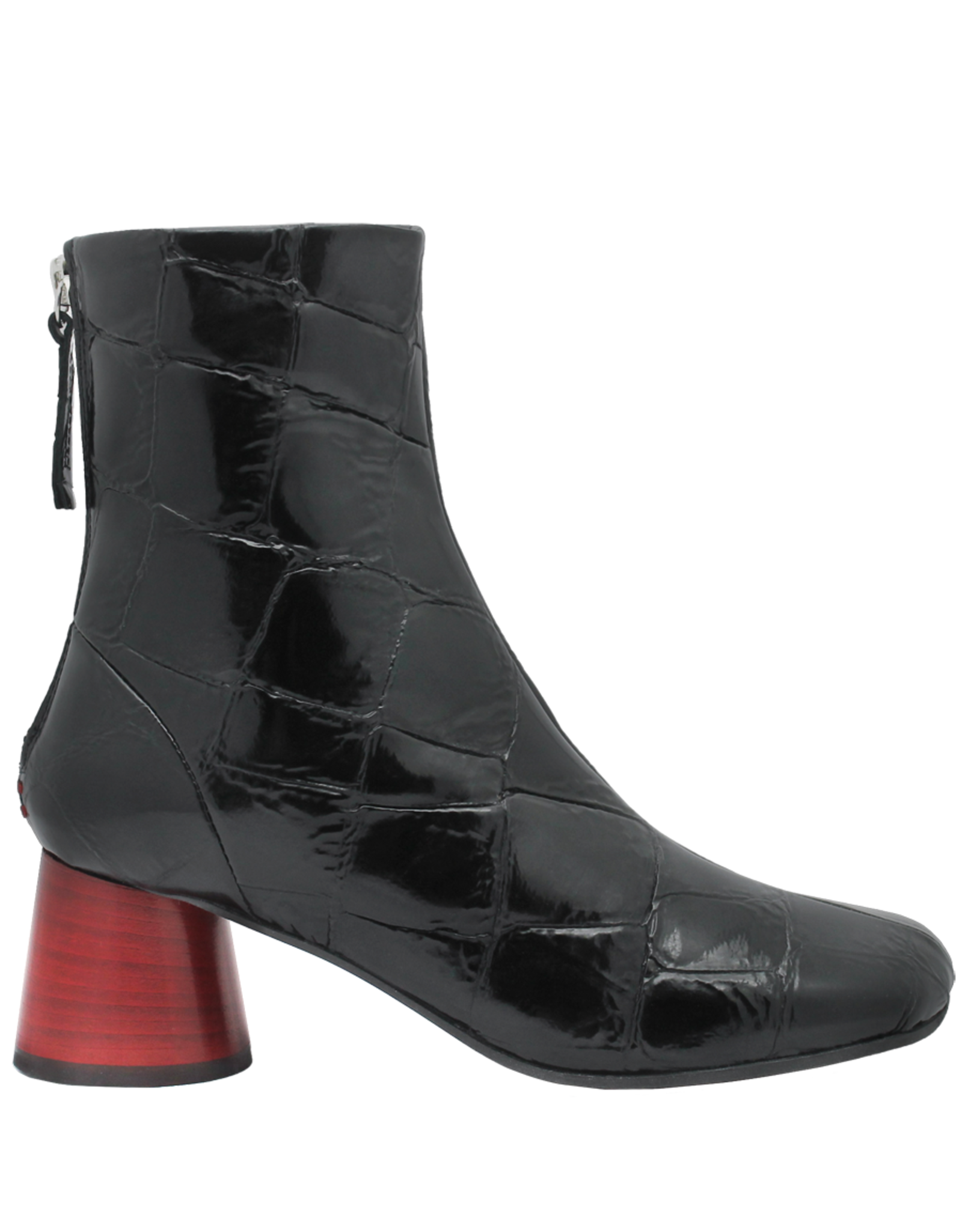 Halmanera Halmanera H48W Black Croco Asymmetric Boot Red Heel 4003
