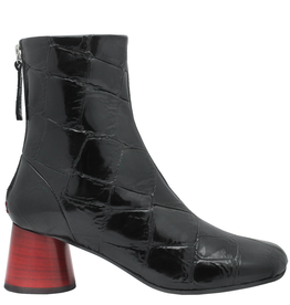 Halmanera Halmanera H48W Black Croco Asymmetric Boot Red Heel 4003