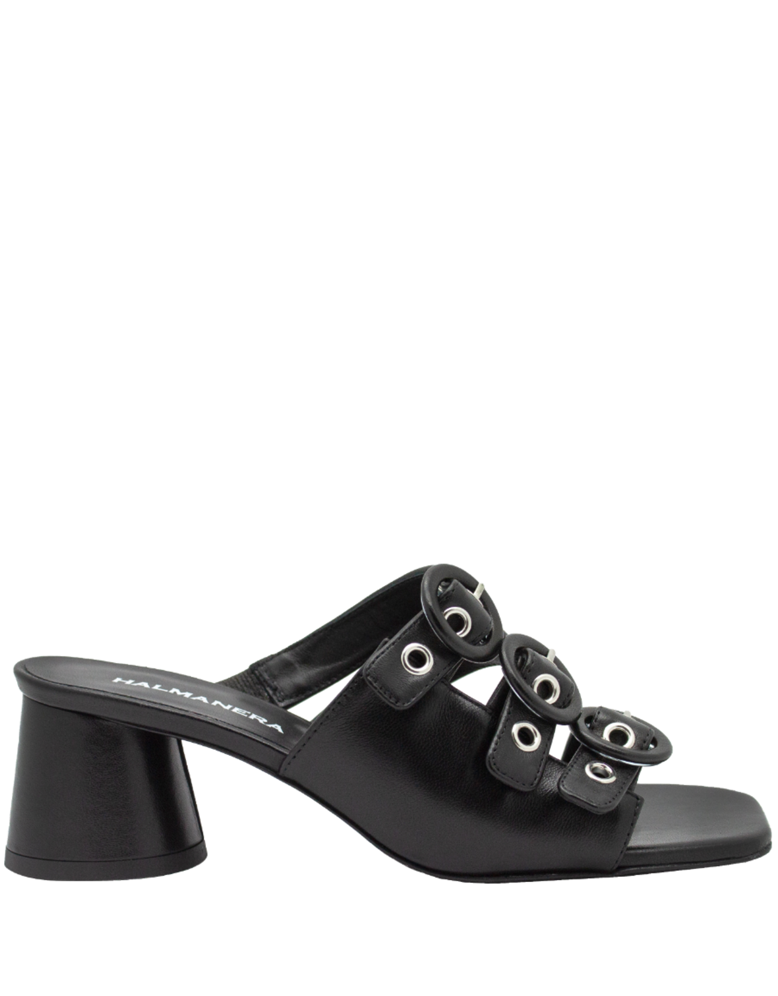 Halmanera Halmanera H48V Black Triple Strap Mule 4002
