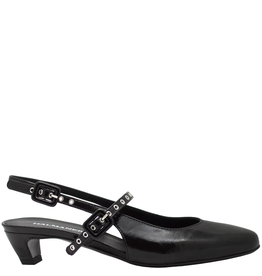 Halmanera Halmanera H48Z Black Glaze Kitten Heel Sling Mary Jane 4005