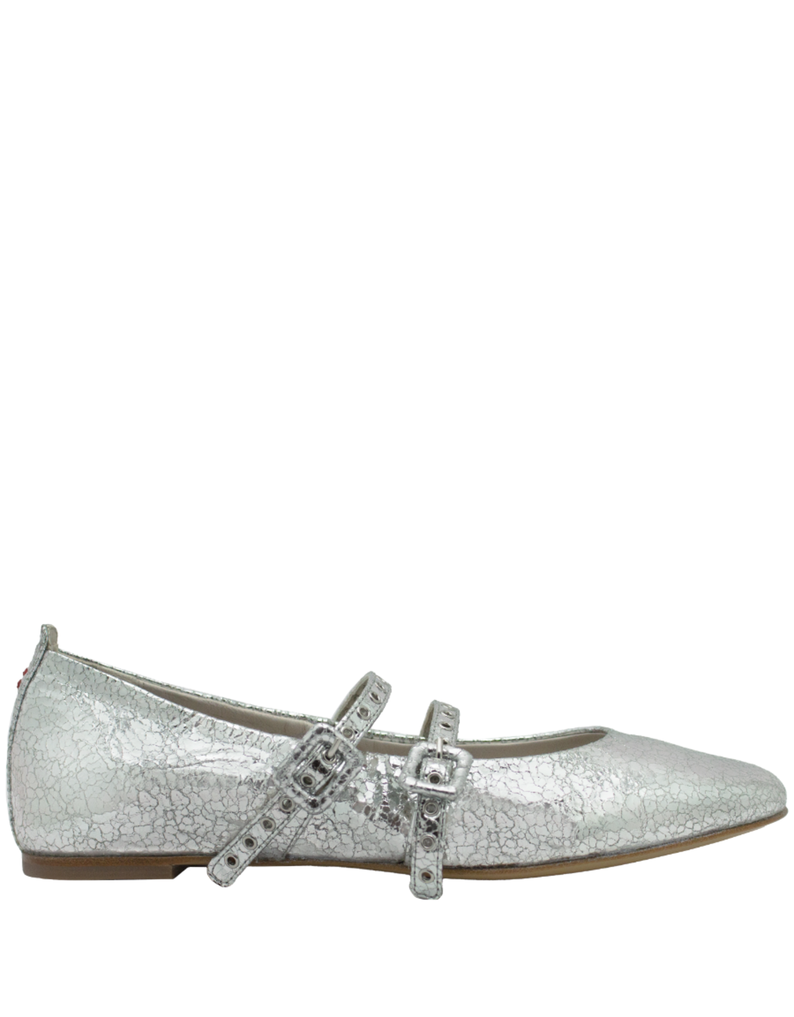 Halmanera Halmanera H49B Silver Flat Double Strap Mary Jane 4006