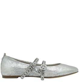 Halmanera Halmanera H49B Silver Flat Double Strap Mary Jane 4006