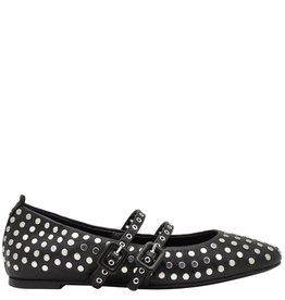 Halmanera Halmanera H49C Black Stud Mary Jane With Double Strap 4007