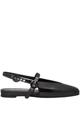 Halmanera Halmanera H49L Black Glaze Sling Mary Jane Flat 4014