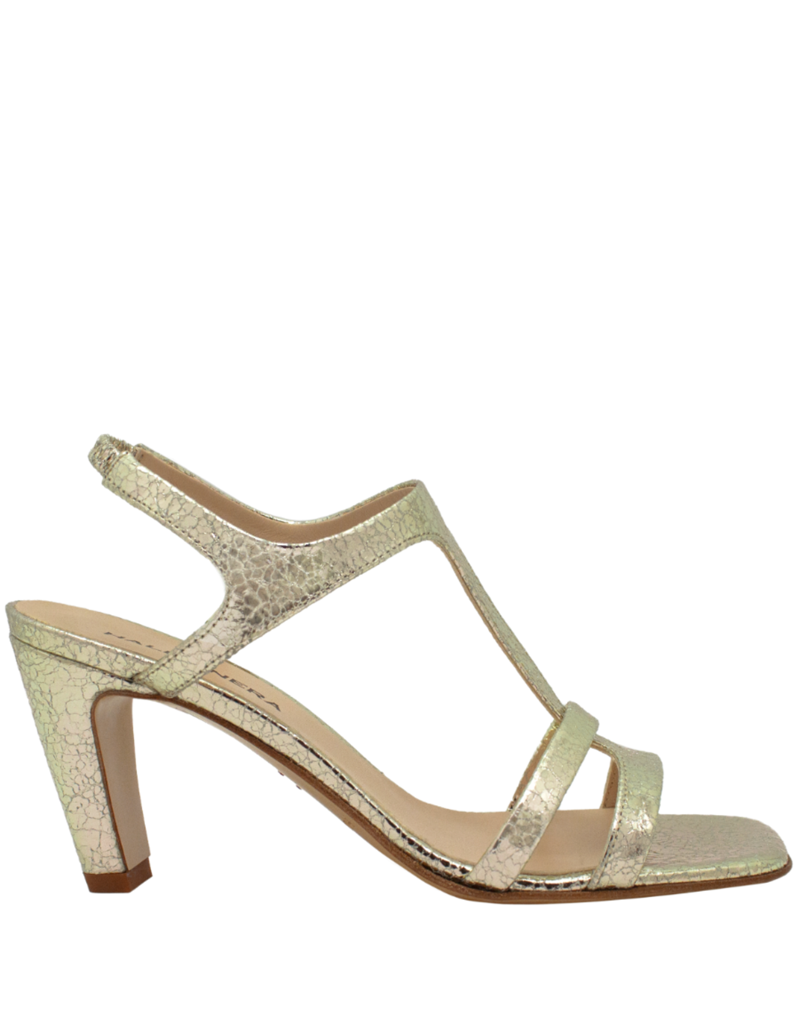 Halmanera Halmanera H49N Gold T-Strap Sandal With Heel 4015