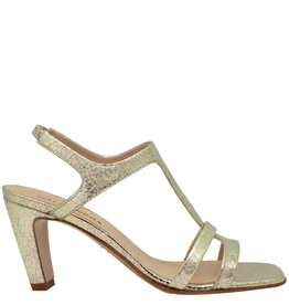 Halmanera Halmanera H49N Gold T-Strap Sandal With Heel 4015