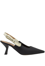 Chantal Ch1B Black Raffia Point Sling W/Ivory Bow 2546