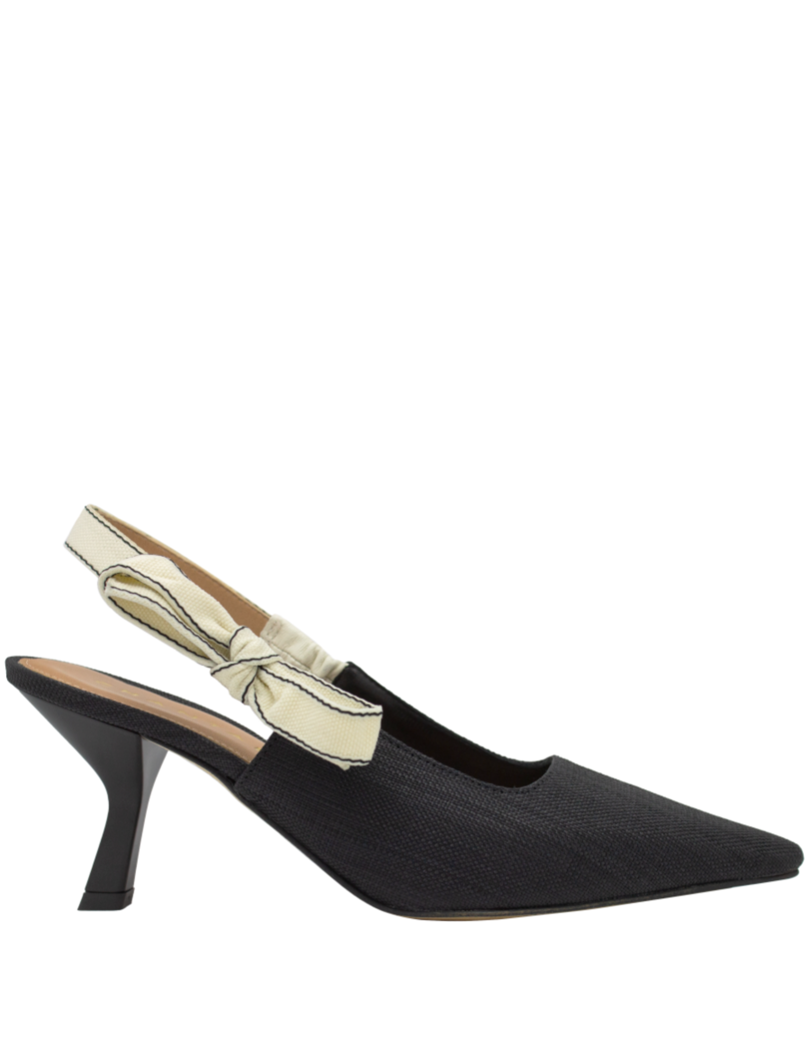 Chantal Ch1B Black Raffia Point Sling W/Ivory Bow 2546