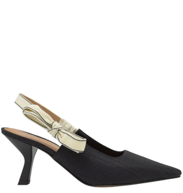 Chantal Chantal Ch1B Black Raffia Point Sling W/Ivory Bow 2546