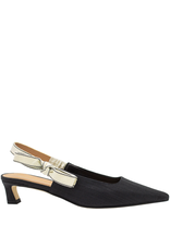Chantal Ch1H Black Kitten Heel Sling W/Bow 2556