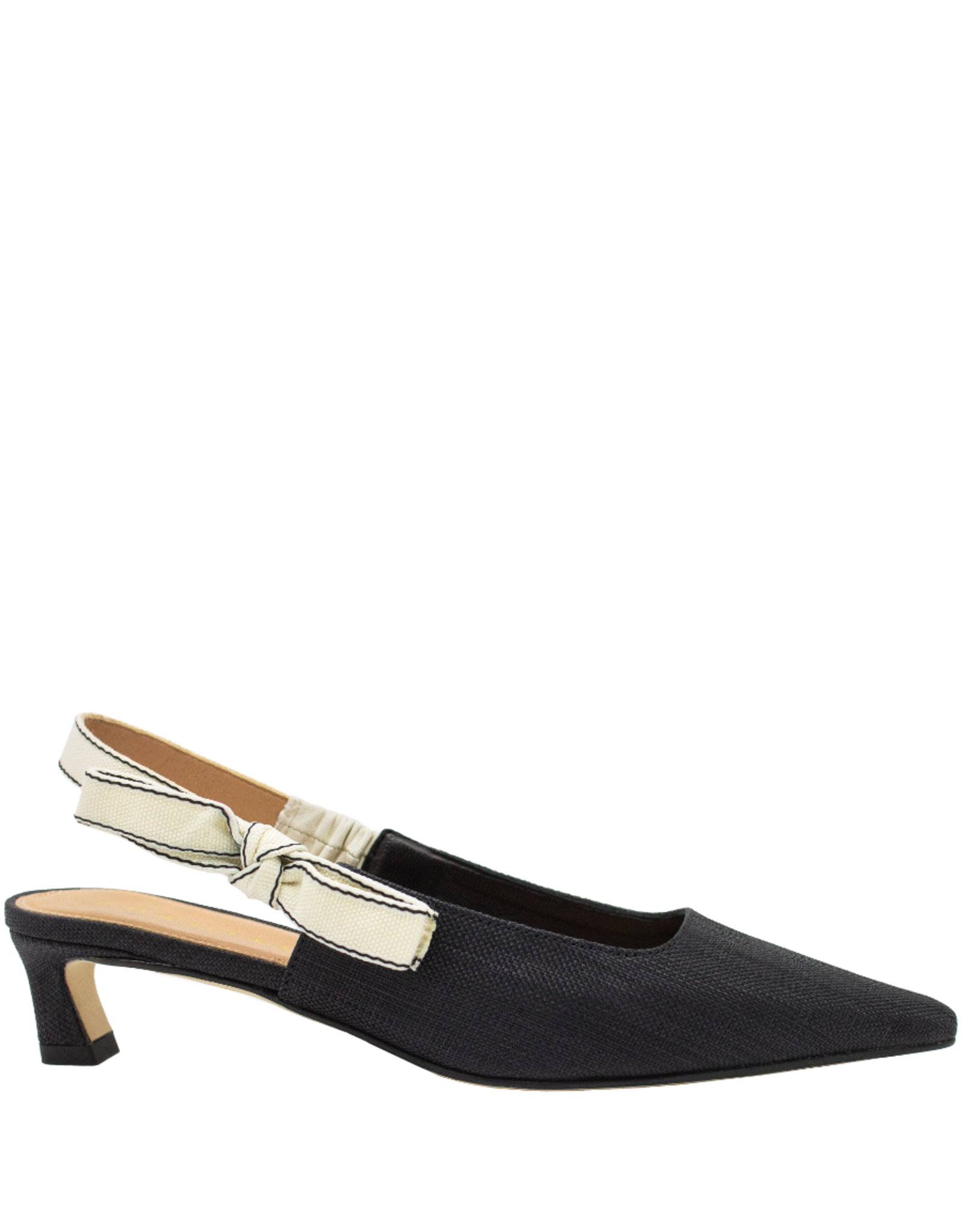 Chantal Ch1H Black Kitten Heel Sling W/Bow 2556