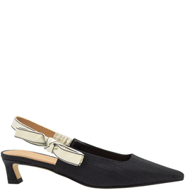 Chantal Ch1H Black Kitten Heel Sling W/Bow 2556