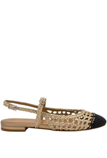 Chantal Ch1L Gold/Black Woven Sling Mary Jane 2623