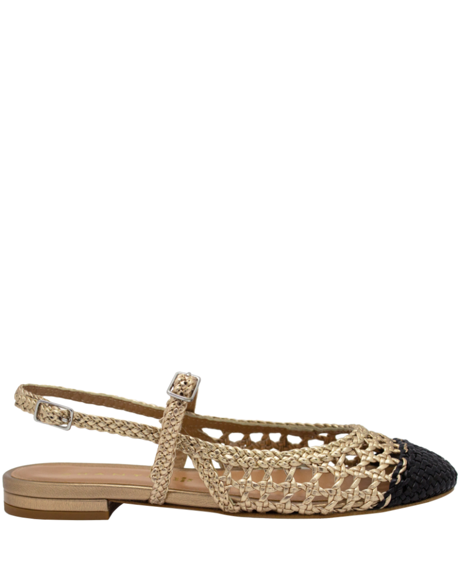 Chantal Ch1L Gold/Black Woven Sling Mary Jane 2623