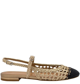 Chantal Ch1L Gold/Black Woven Sling Mary Jane 2623