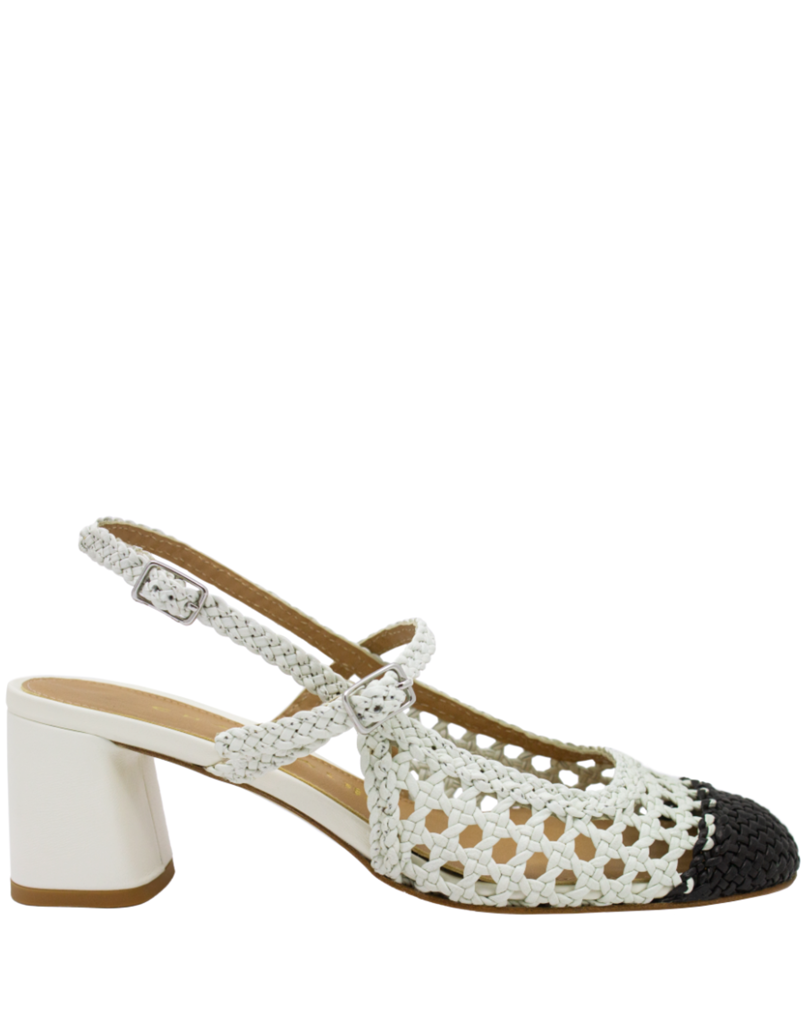 Chantal Chantal Ch1P Milk/Black Woven Sling With Heel 2625
