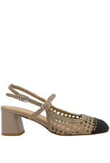 Chantal Chantal Ch1Q Taupe/Black Woven Sling With Heel 2625
