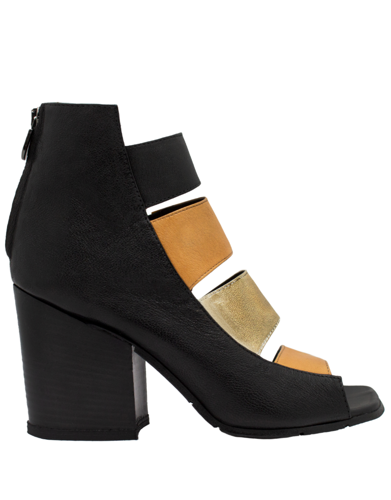 LeRuemarcel LeRueMarcel LR1X Black/Tan/Ivory Gladiator Heel Sandal 2100