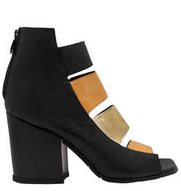 LeRuemarcel LeRueMarcel LR1X Black/Tan/Ivory Gladiator Heel Sandal 2100
