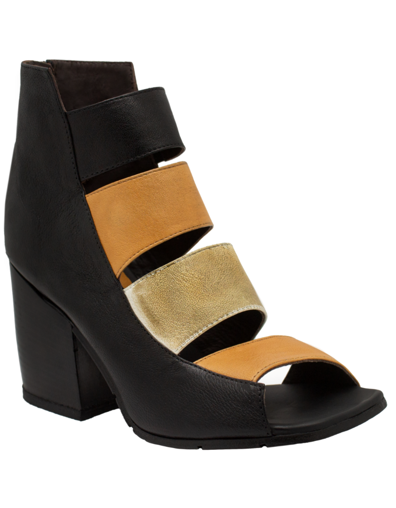 LeRuemarcel LeRueMarcel LR1X Black/Tan/Ivory Gladiator Heel Sandal 2100