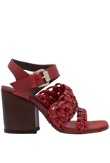 LeRuemarcel LeRuemarcel LR1Y Red Woven Sandal W/Block  Heel 2300
