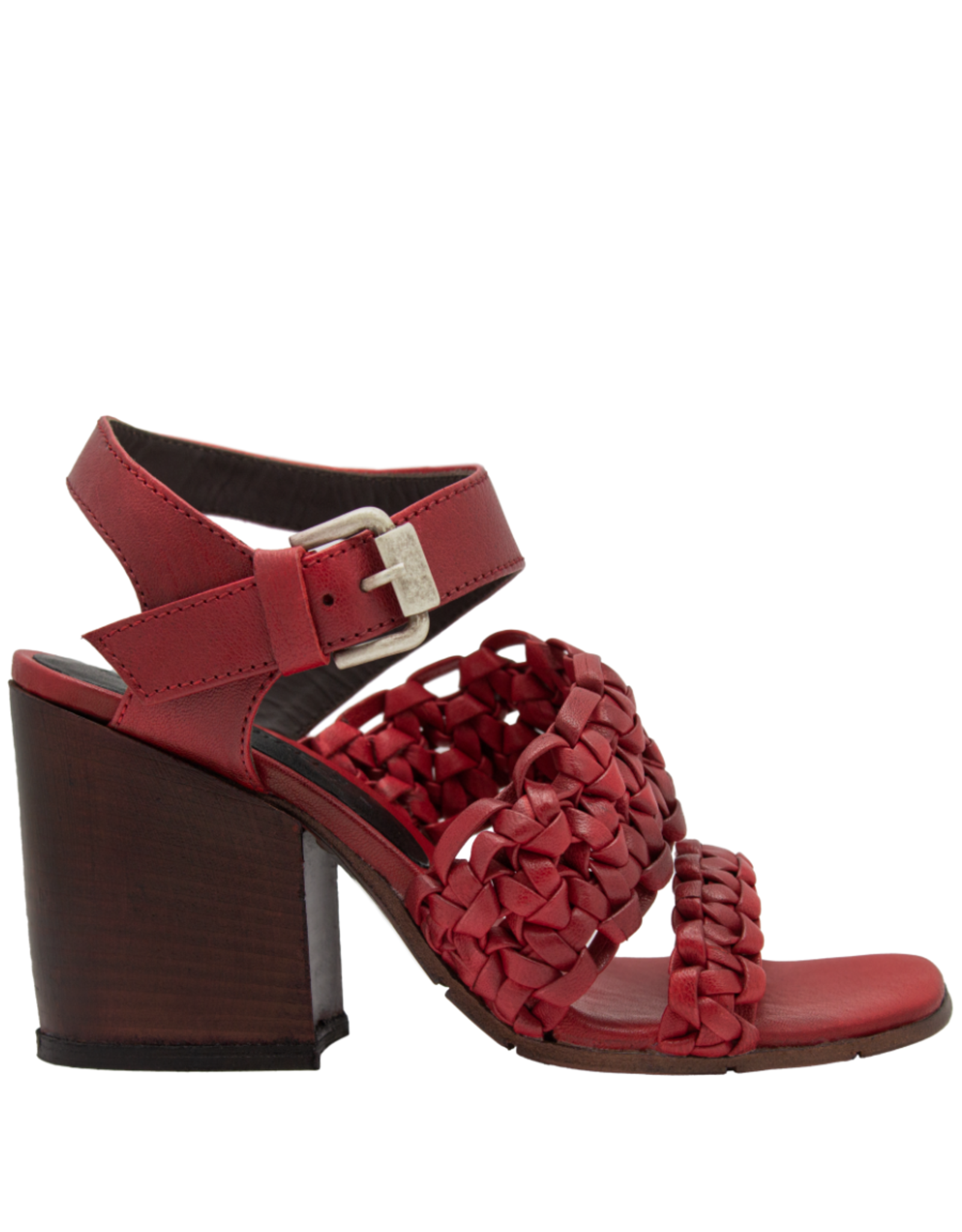 LeRuemarcel LeRuemarcel LR1Y Red Woven Sandal W/Block  Heel 2300