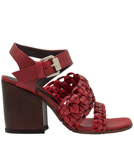 LeRuemarcel LeRuemarcel LR1Y Red Woven Sandal W/Block  Heel 2300
