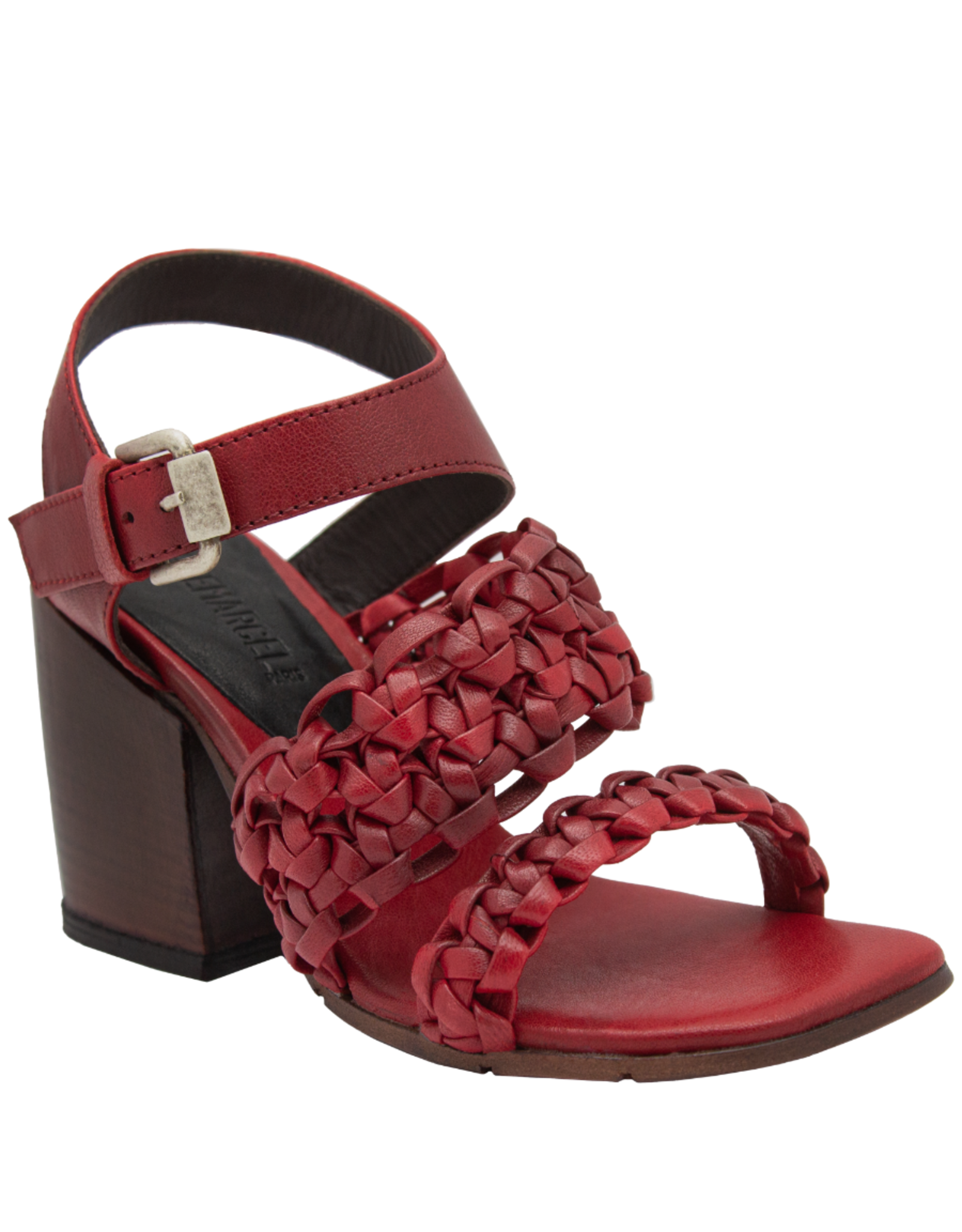 LeRuemarcel LeRuemarcel LR1Y Red Woven Sandal W/Block  Heel 2300