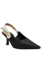 Chantal Ch1B Black Raffia Point Sling W/Ivory Bow 2546