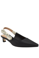 Chantal Ch1H Black Kitten Heel Sling W/Bow 2556