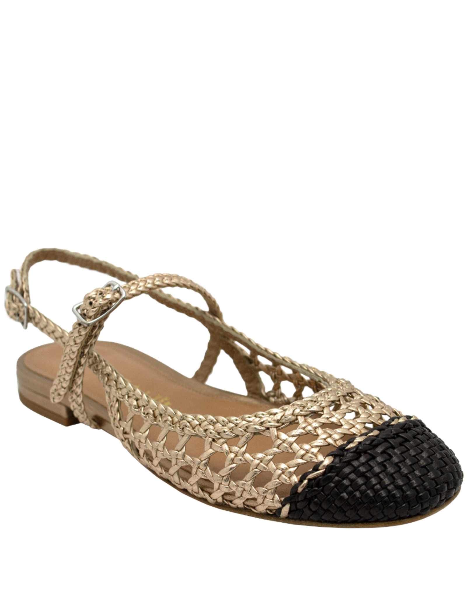 Chantal Ch1L Gold/Black Woven Sling Mary Jane 2623