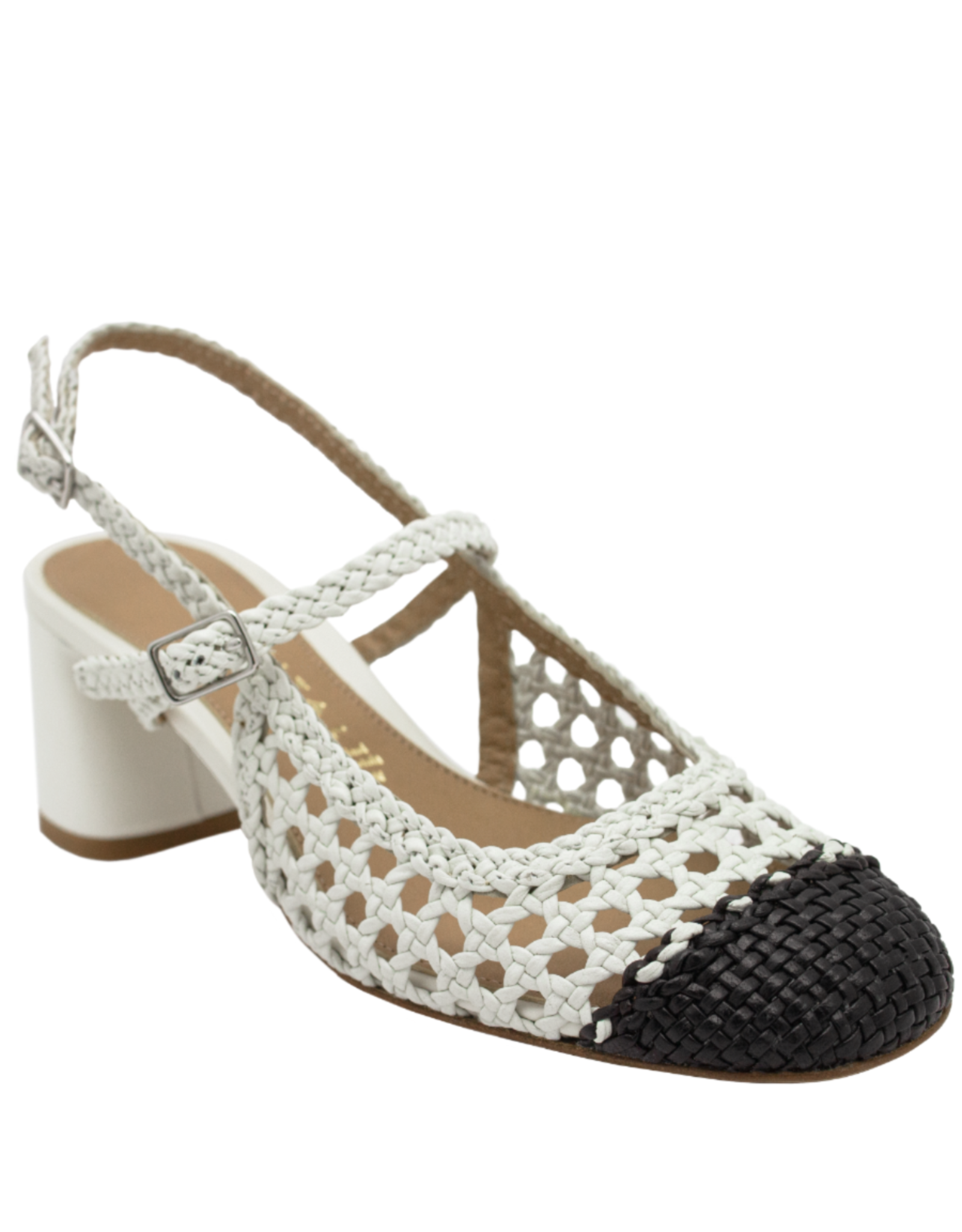 Chantal Chantal Ch1P Milk/Black Woven Sling With Heel 2625