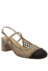 Chantal Chantal Ch1Q Taupe/Black Woven Sling With Heel 2625