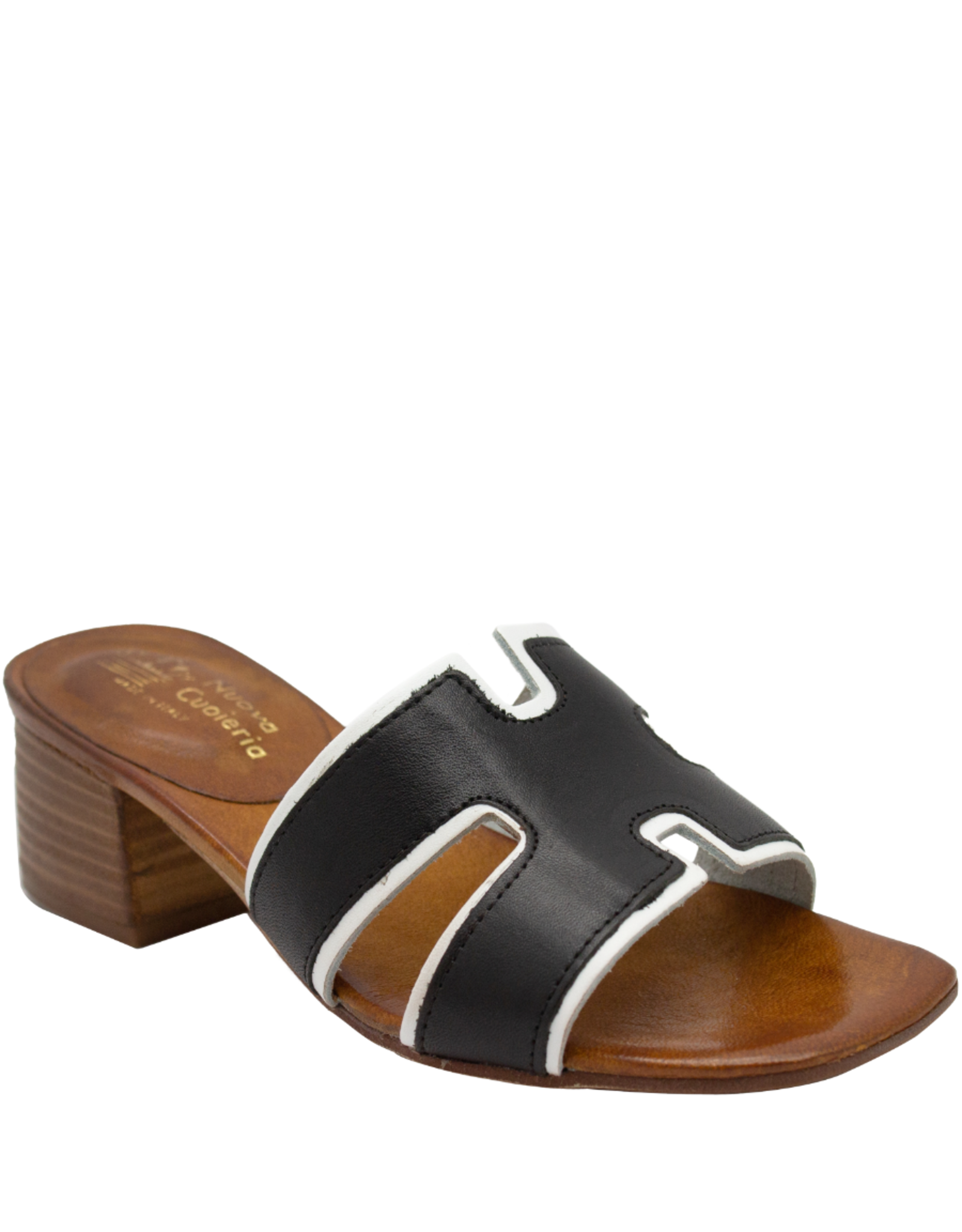 Nuova Nuova N3G Black W/ White Black  Heel Mule Celia