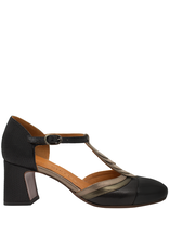 ChieMihara ChieMihara CM3A Black With Metal T-Strap Pump Filly