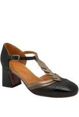 ChieMihara ChieMihara CM3A Black With Metal T-Strap Pump Filly