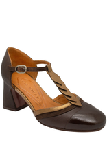 ChieMihara ChieMihara CM3 Brown With Bronze T-Strap Pump Filly