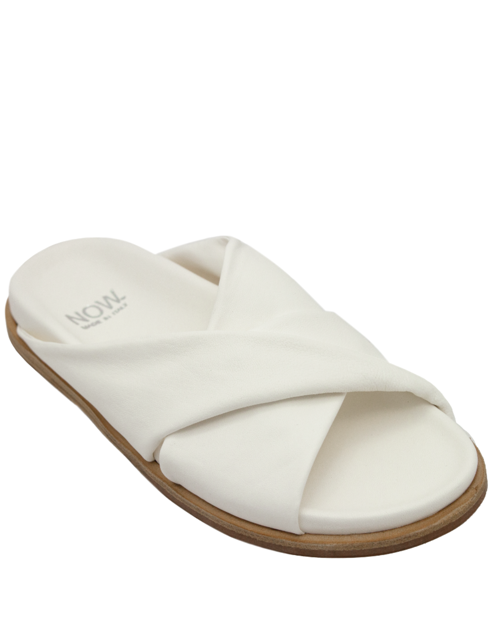 Now `Now N45W White Nappa Criss Cross Mule 9120