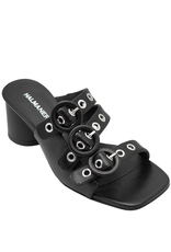 Halmanera Halmanera H48V Black Triple Strap Mule 4002