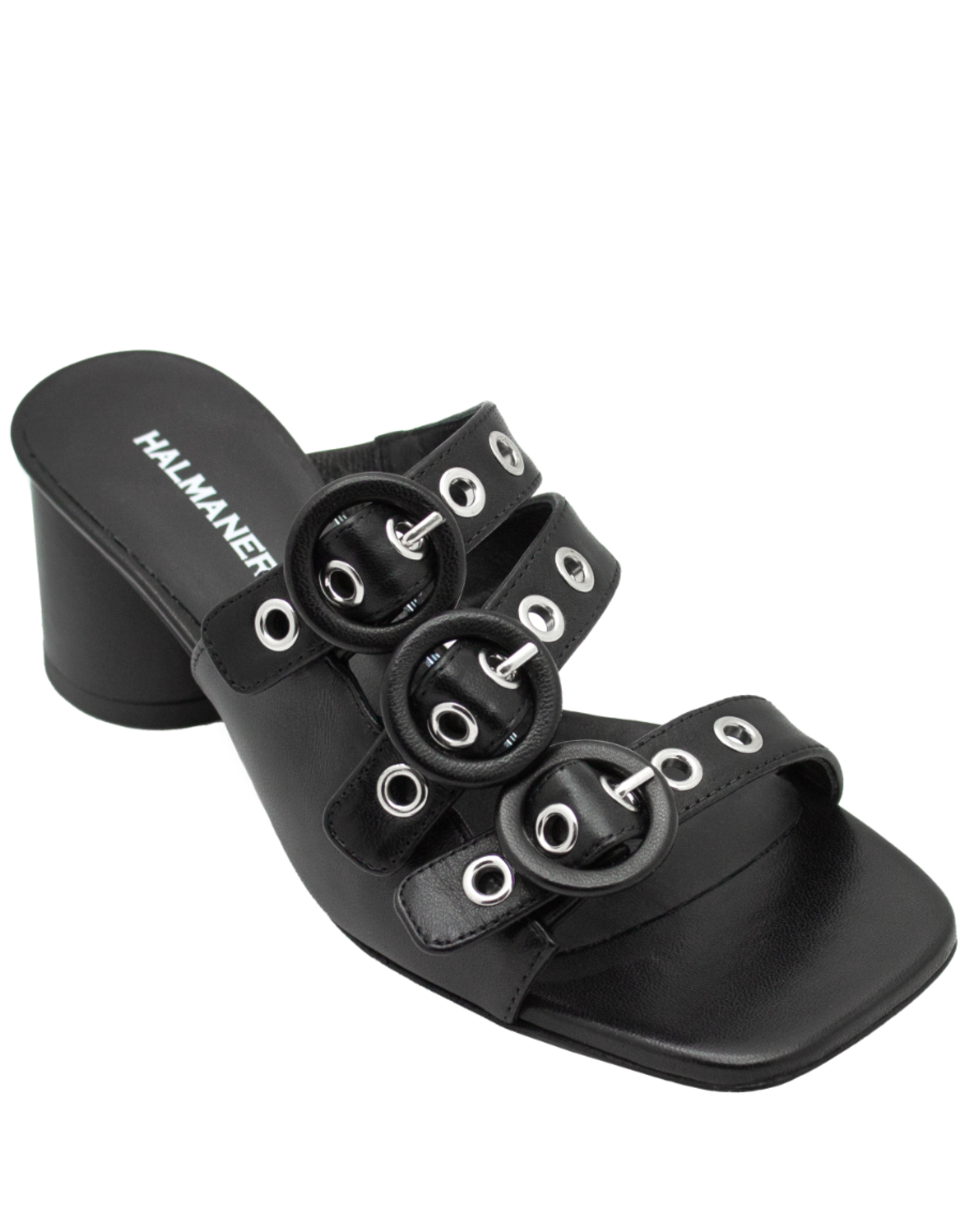 Halmanera Halmanera H48V Black Triple Strap Mule 4002