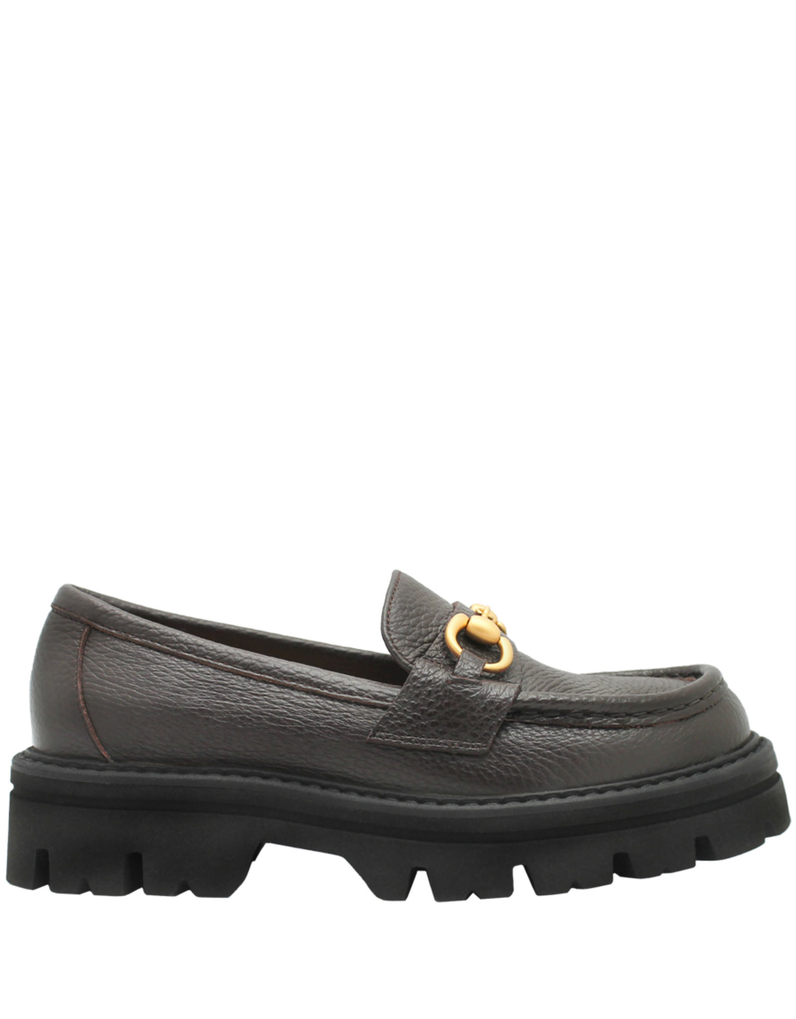MaraBini MaraBini M11K Brown Grain Loafer With Gold Bit 9989