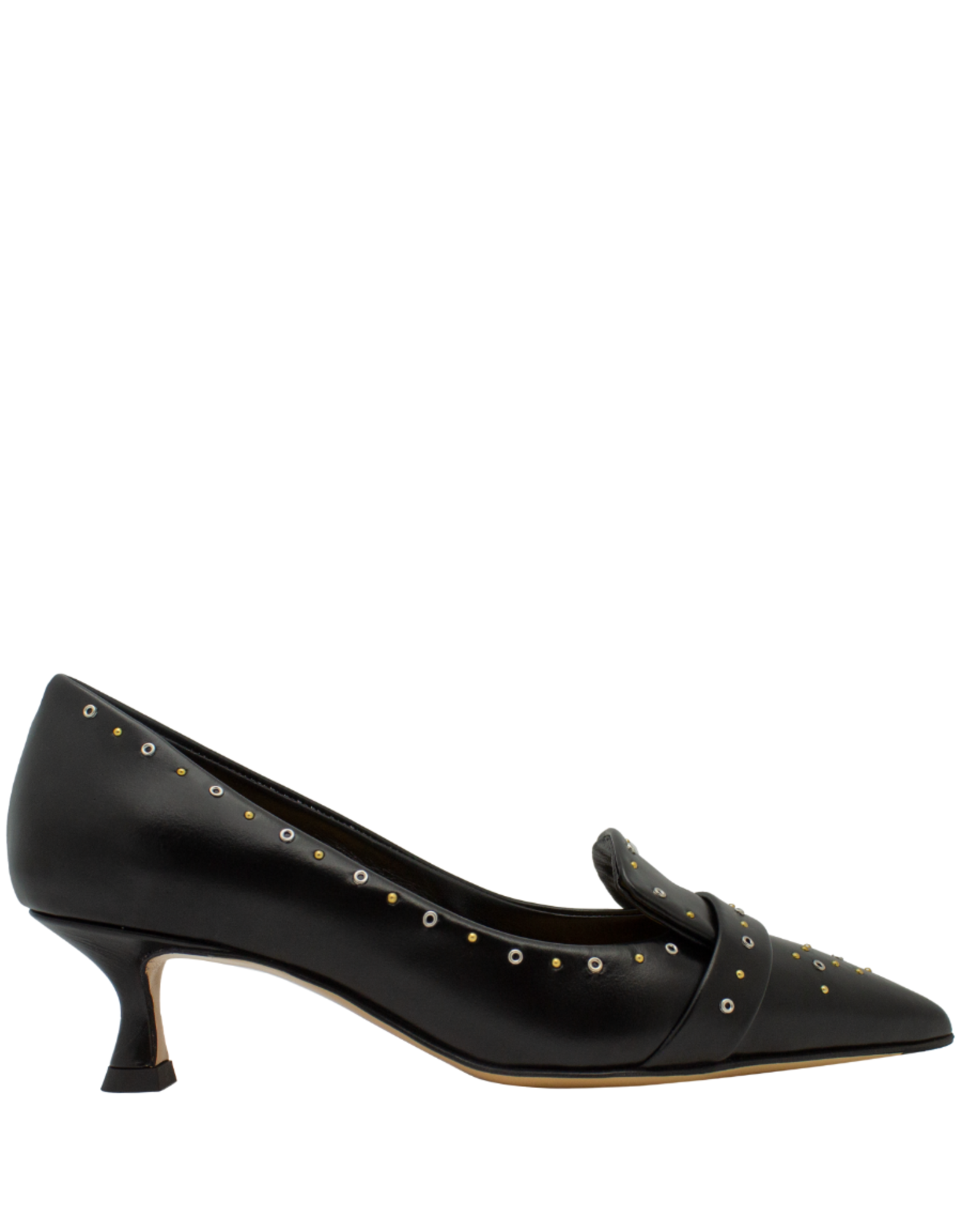 MaraBini MaraBini M13R Black Studed Kitten Heel Pump 1040