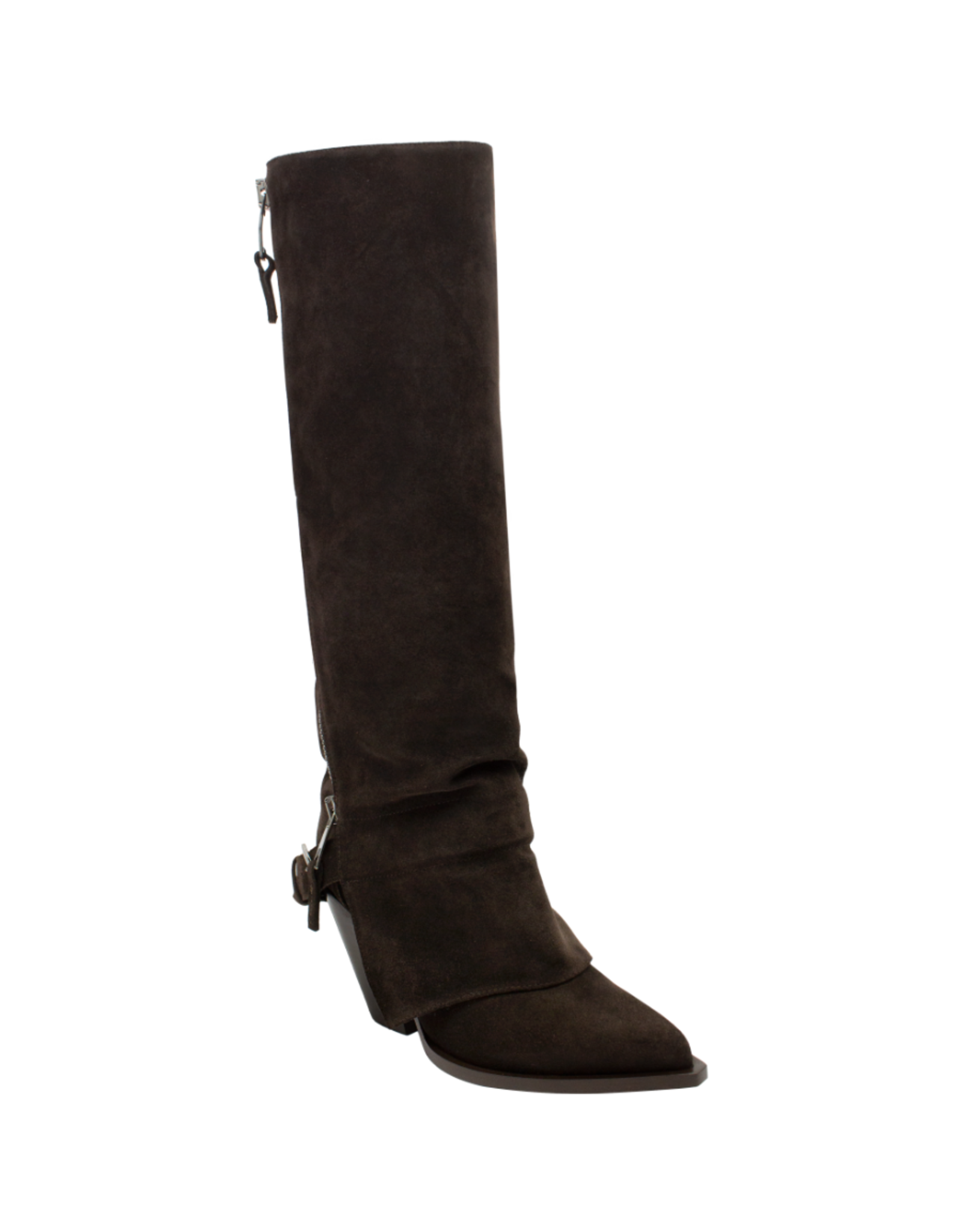 ElenaIachi ElenaIachi EI59V  Brown Suede Knee Boot OutsideZipper 4493