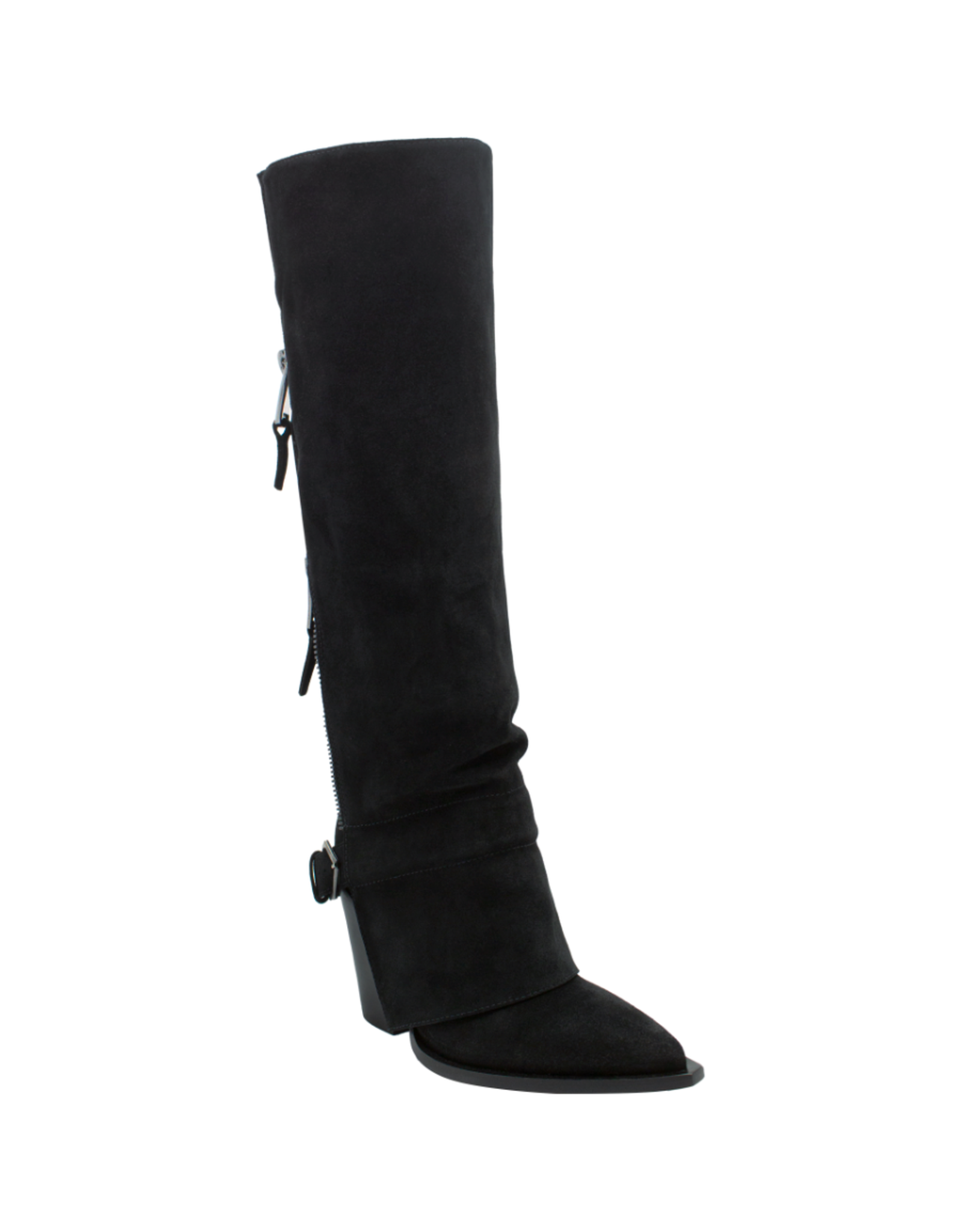 ElenaIachi ElenaIachi EI59U Black Suede Knee Boot OutsideZipper 4493