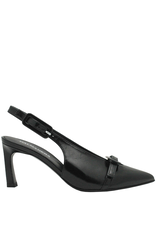 Halmanera Halmanera H47QR Black Glaze Point Toe Sling With Buckles 3049
