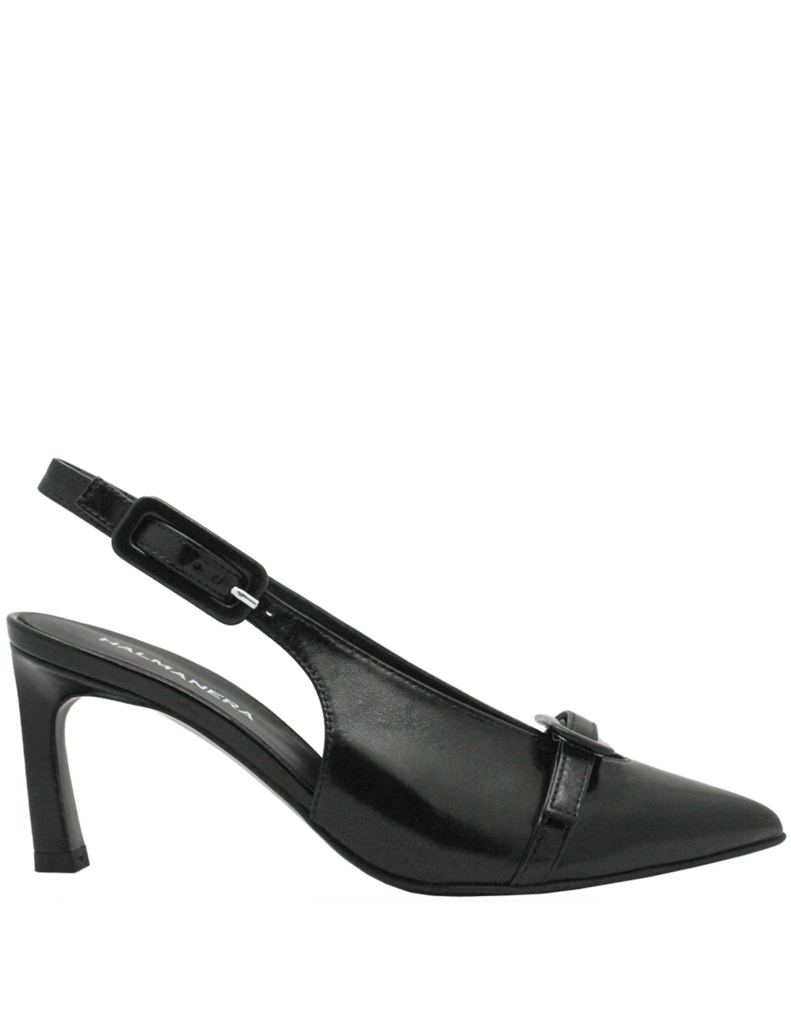 Halmanera Halmanera H47QR Black Glaze Point Toe Sling With Buckles 3049