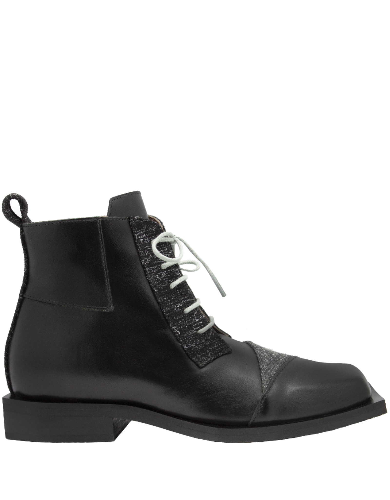 LeBohemien LeBohemien B3A Black Multi Texture Lace-Up Boot BaBa