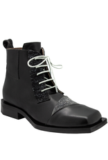 LeBohemien LeBohemien B3A Black Multi Texture Lace-Up Boot BaBa